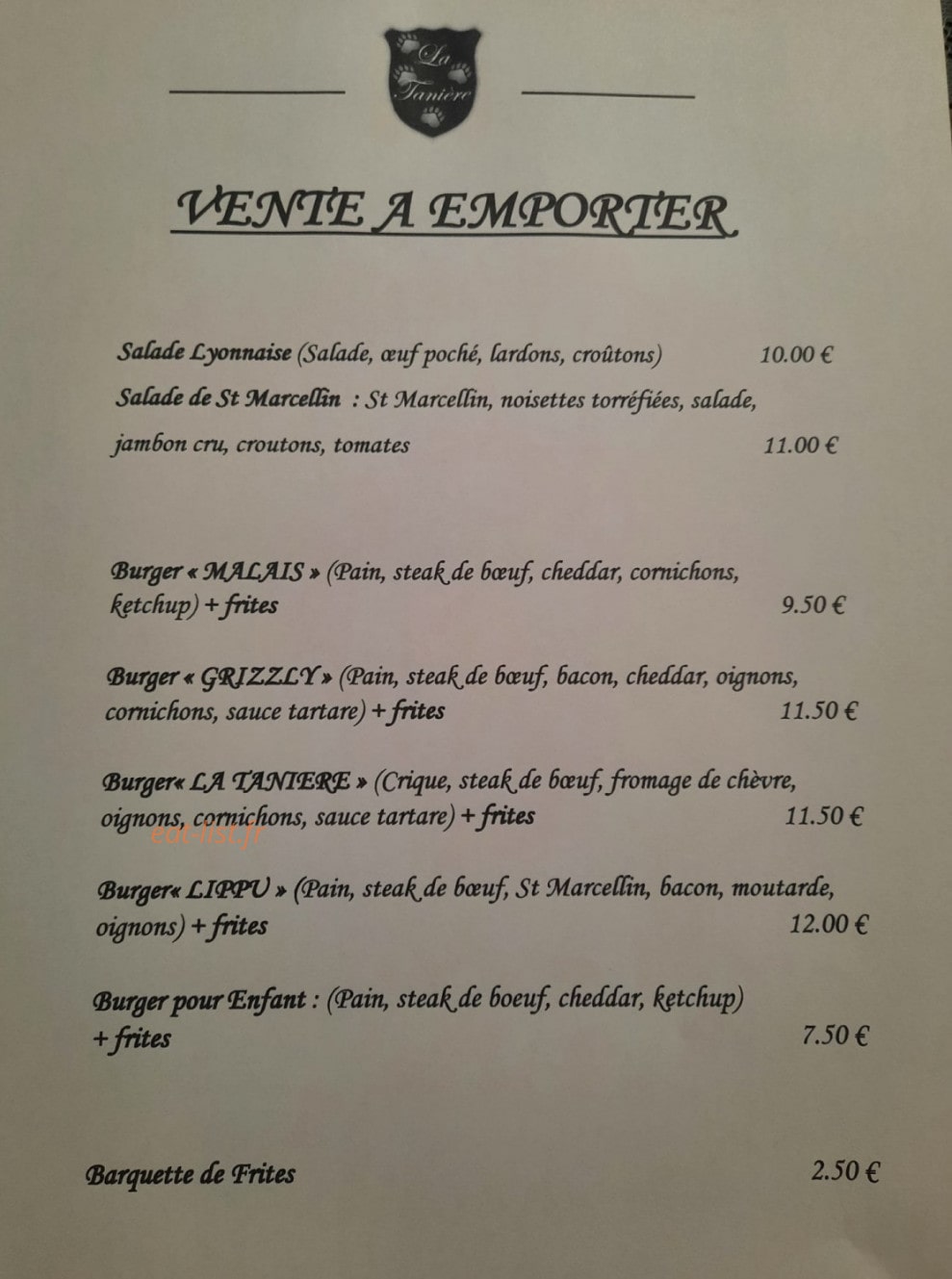 La tanière — carte page 1