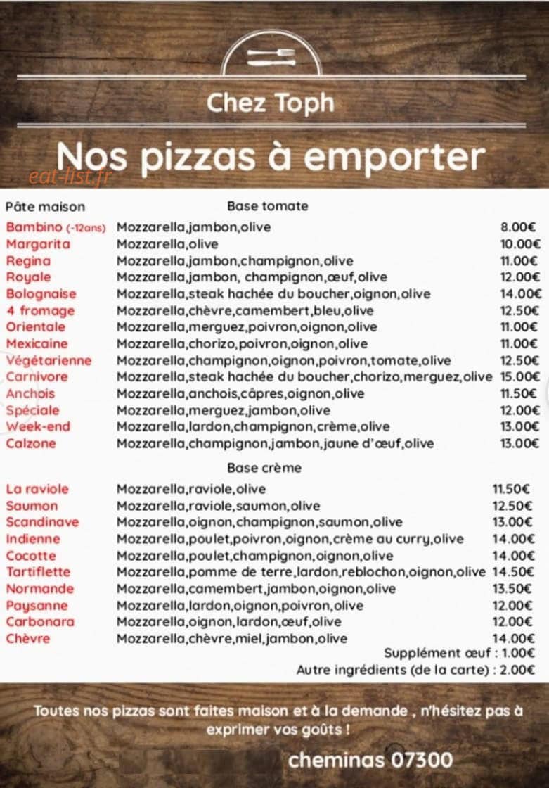 Chez Toph — carte page 1