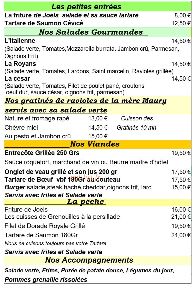 La Guinguette de Glun — carte page 1