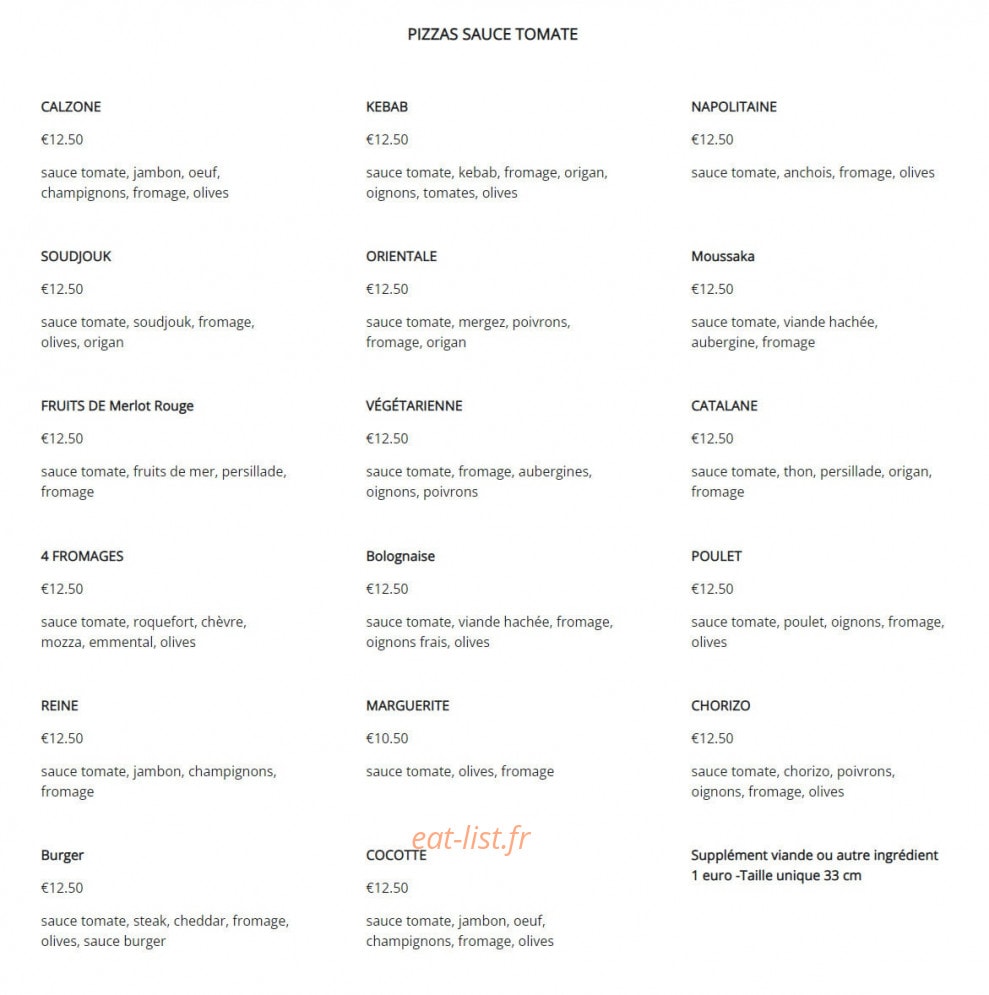 Chrono Pizza — carte page 2