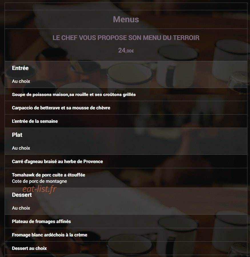 La Chaumière — carte page 2