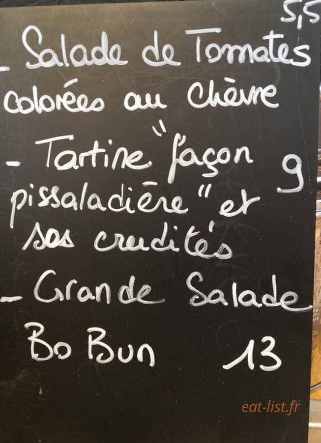 Carte et menu de La Péniche Slow food café à Tournon sur Rhone — Un exemple des plats du jour