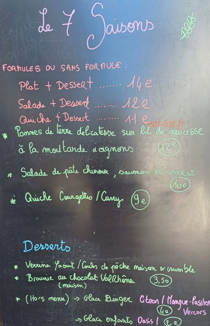 Le 7 Saisons — carte page 1