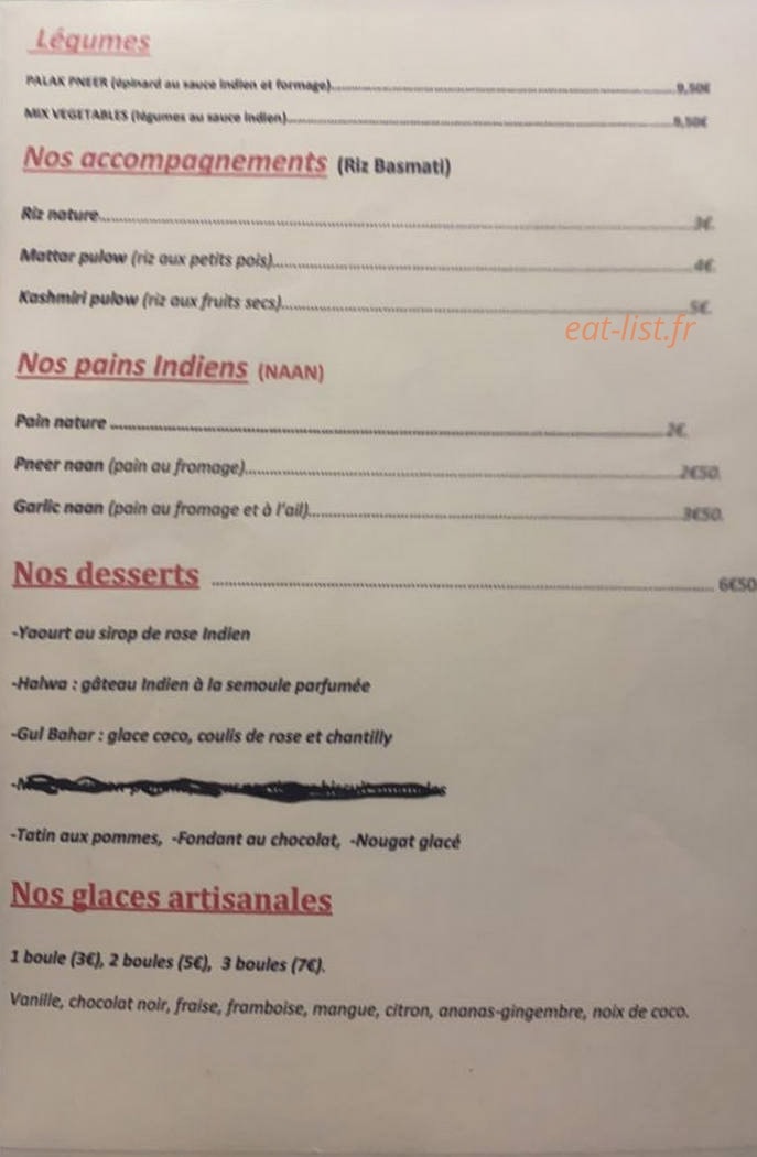 Restaurant Darjeeling — carte page 2