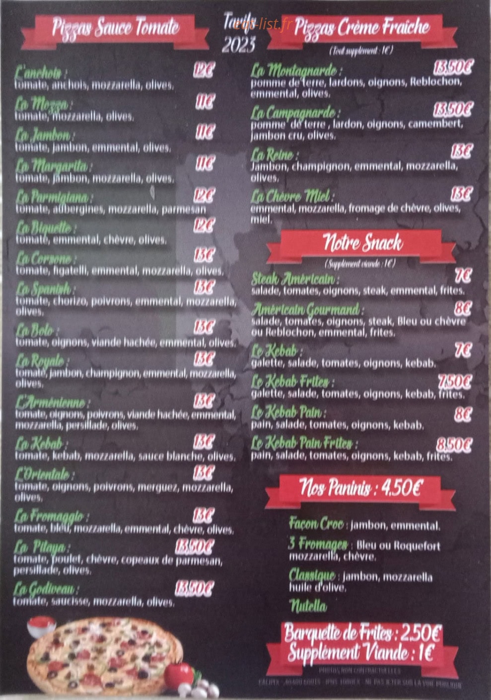 Le Bistro d’Arcens — carte page 1