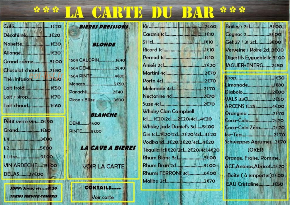 Bar Snack L'Eglantine — carte page 3