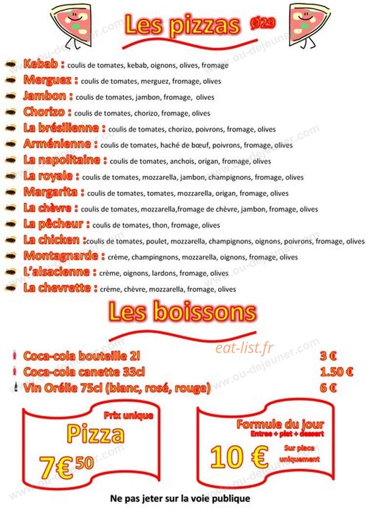 Le snack — carte page 3