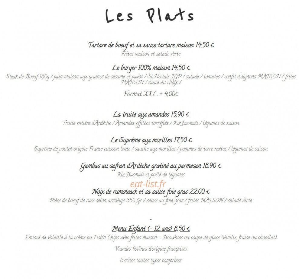 Les pavés gourmands — carte page 2
