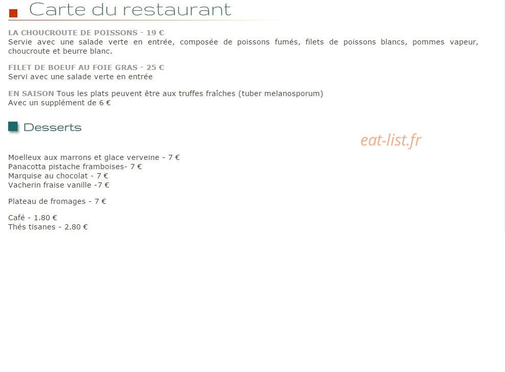 Auberge de Thorrenc — carte page 1