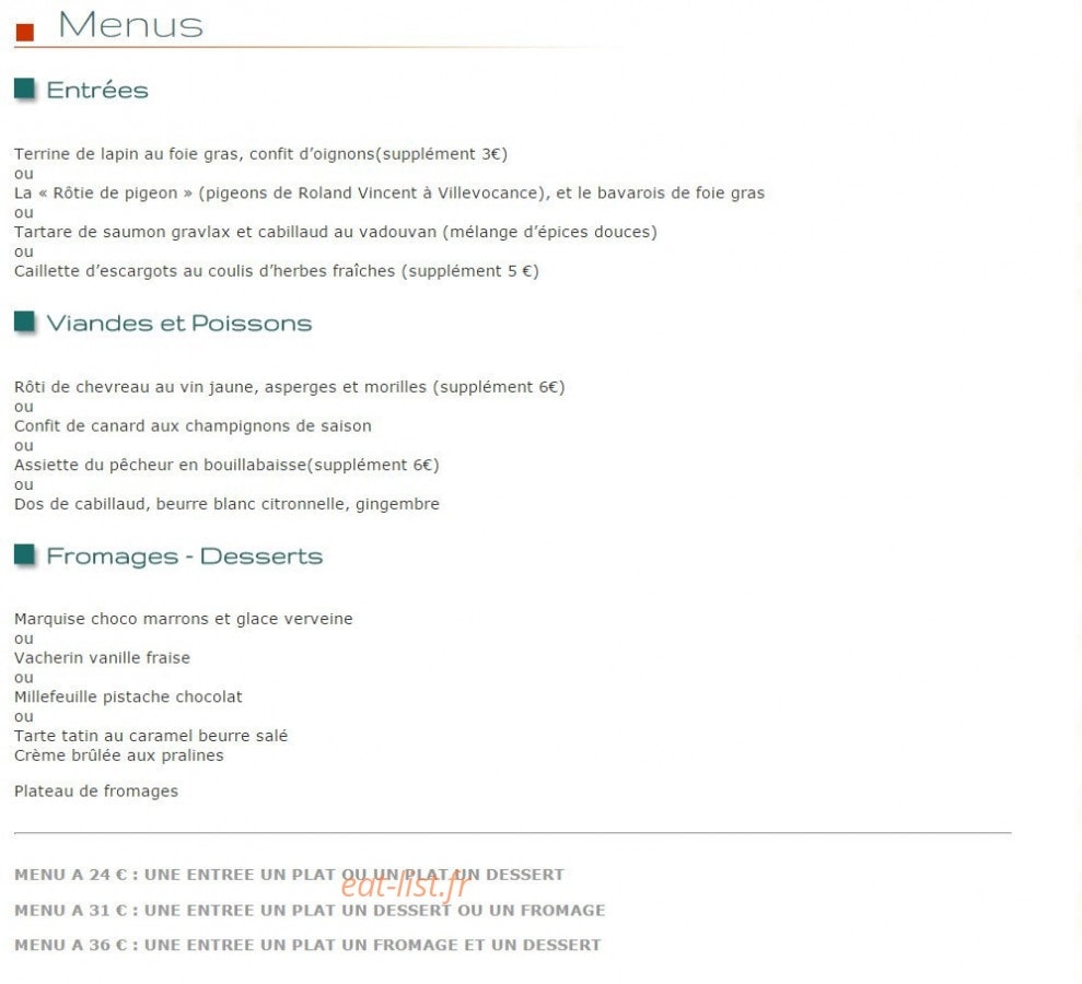 Auberge de Thorrenc — carte page 6