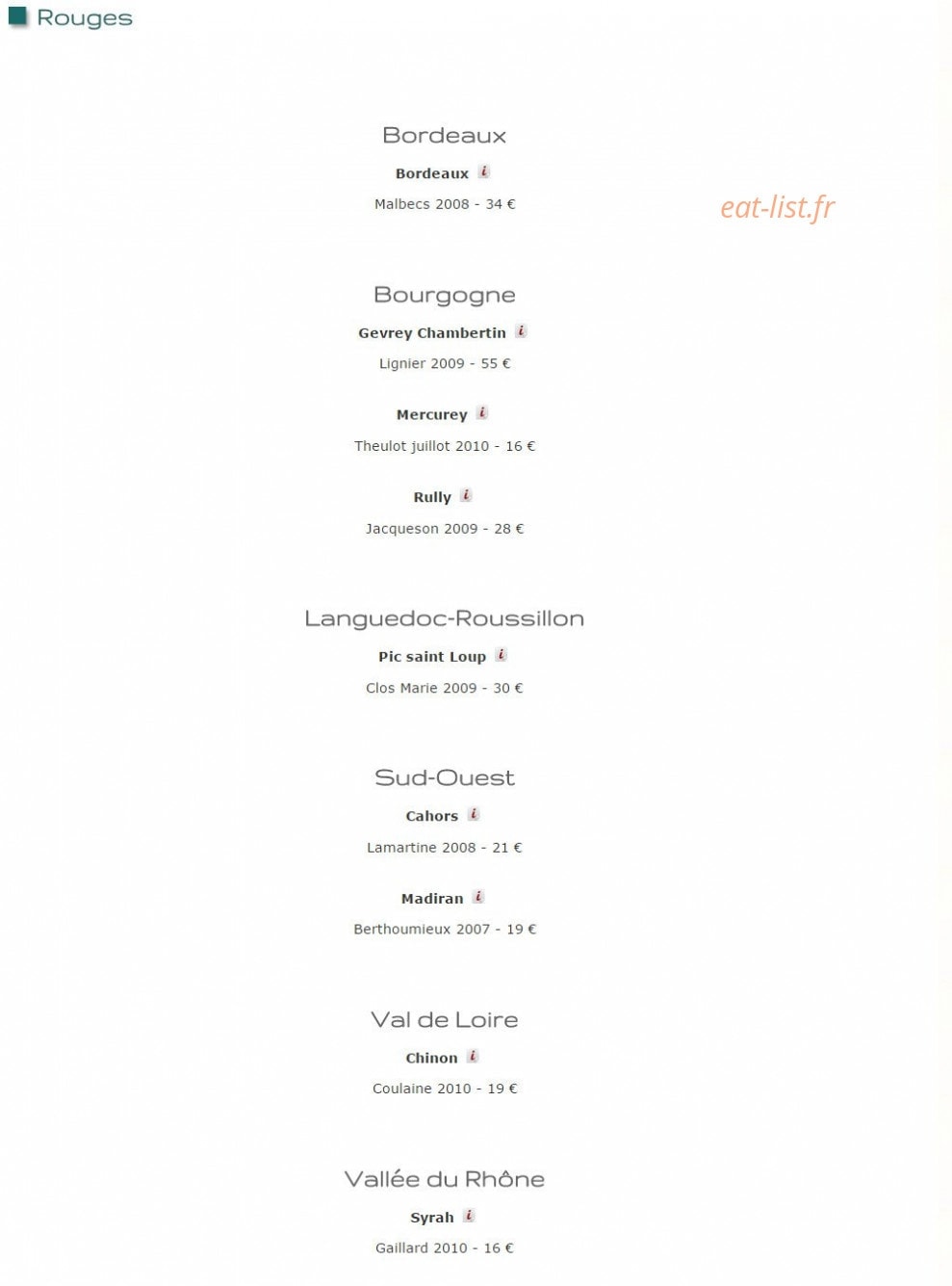 Auberge de Thorrenc — carte page 5