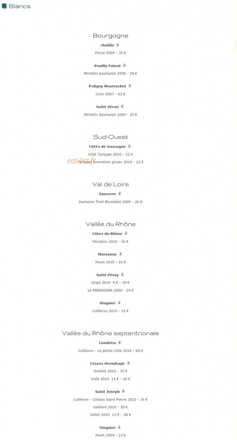 Auberge de Thorrenc — carte page 2