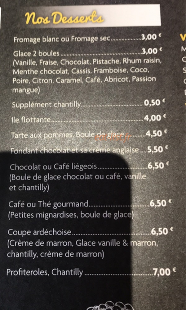 Le Restau de Cruas — carte page 1