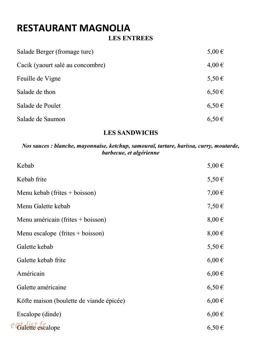 Magnolia — carte page 1