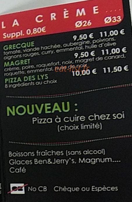 Pizza des lys — carte page 4
