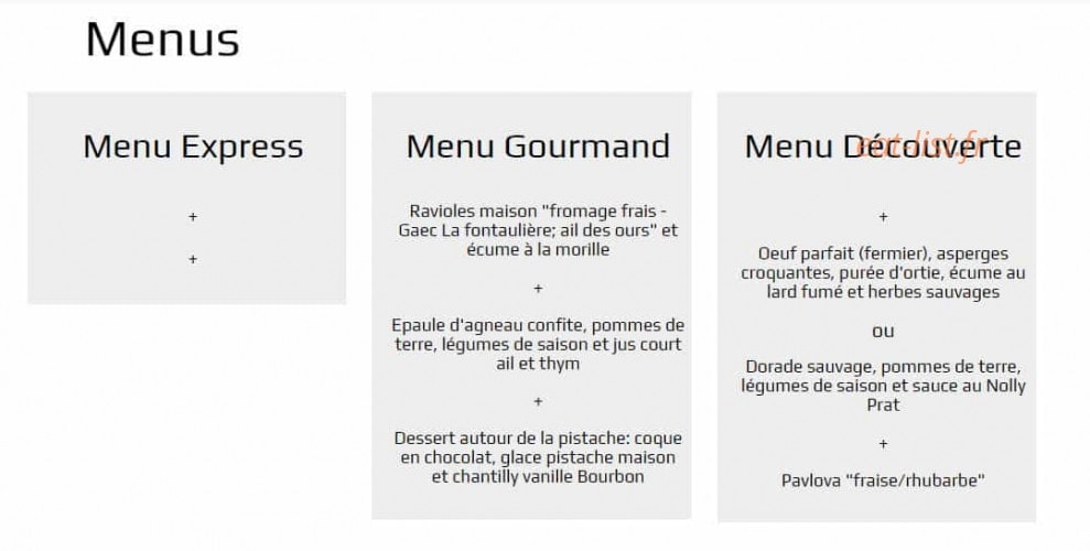 Auberge Les Grillons — carte page 1