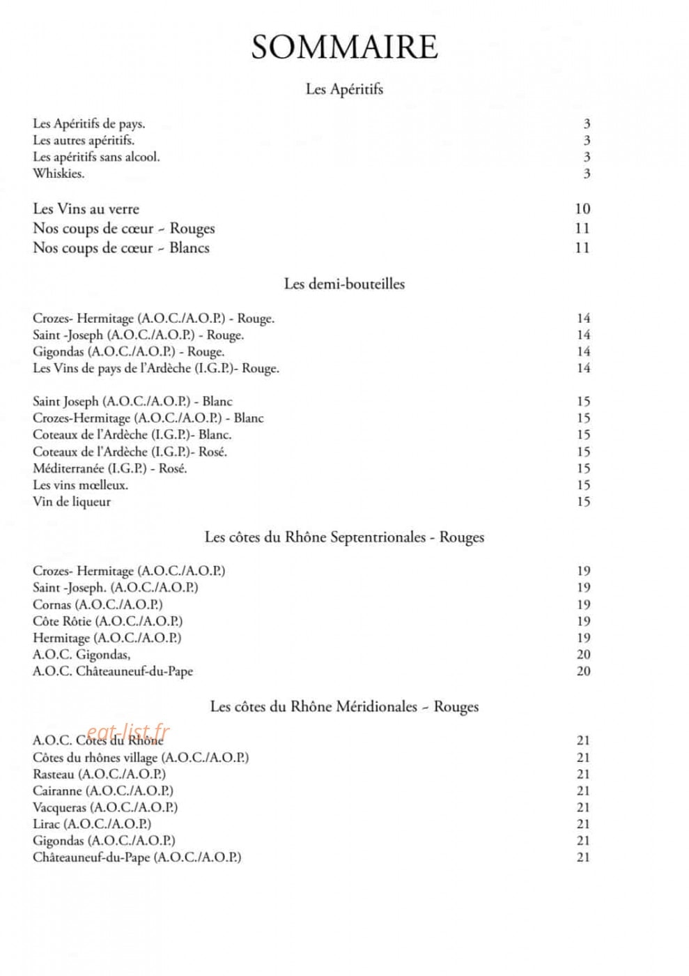 Restaurant Brioude — carte page 20
