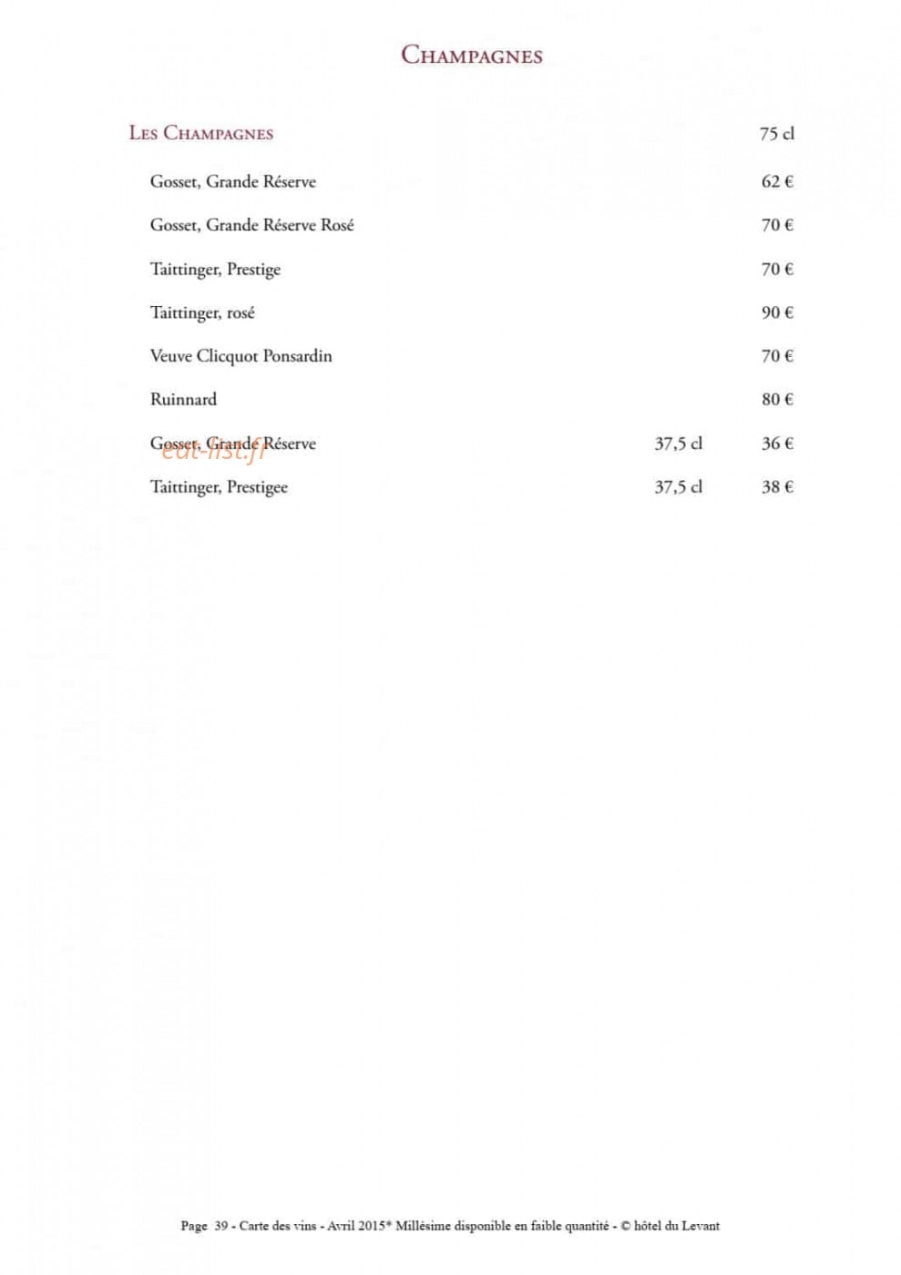 Restaurant Brioude — carte page 38