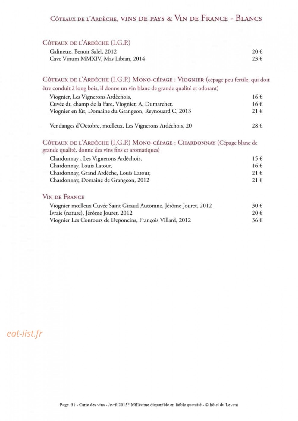 Restaurant Brioude — carte page 34