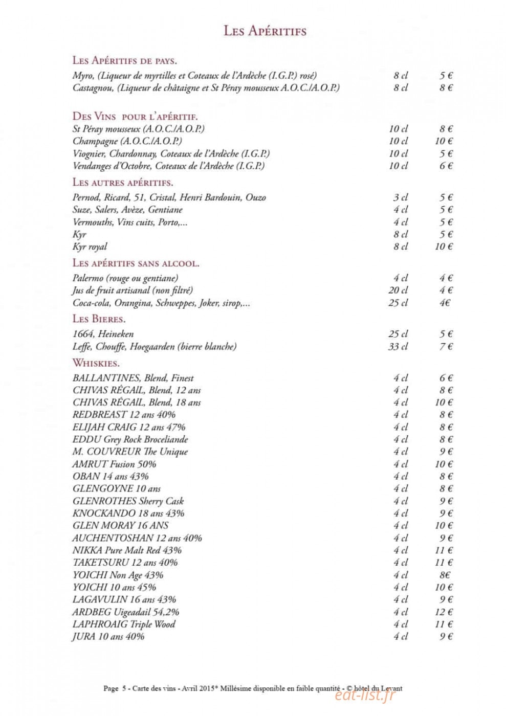 Restaurant Brioude — carte page 19