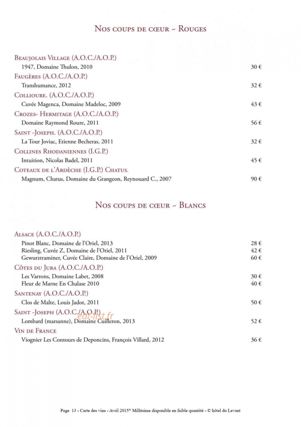 Restaurant Brioude — carte page 24