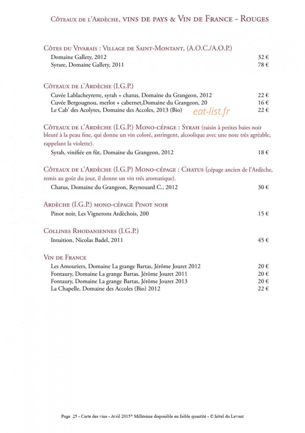 Restaurant Brioude — carte page 30