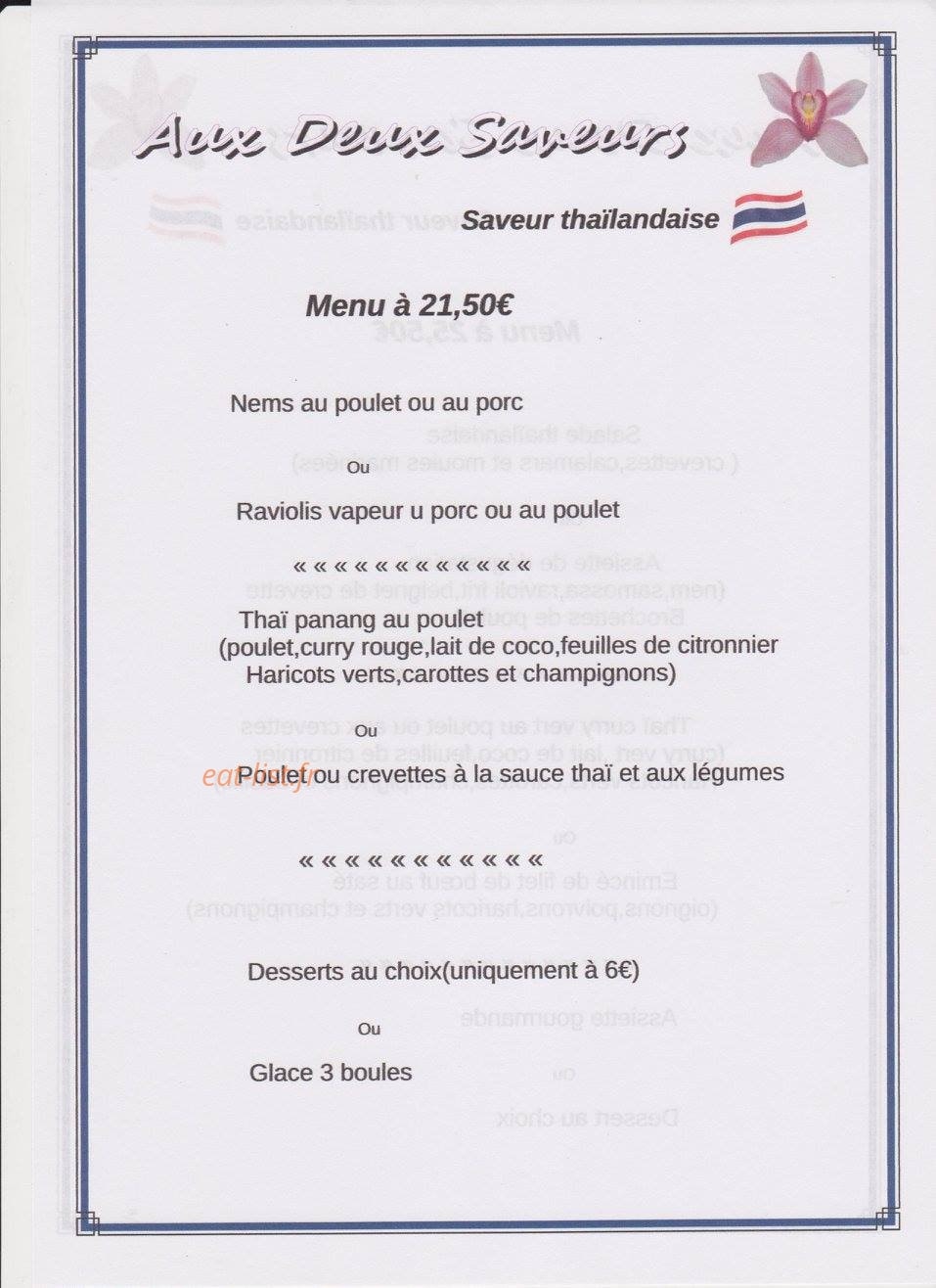 Aux deux saveurs — carte page 2