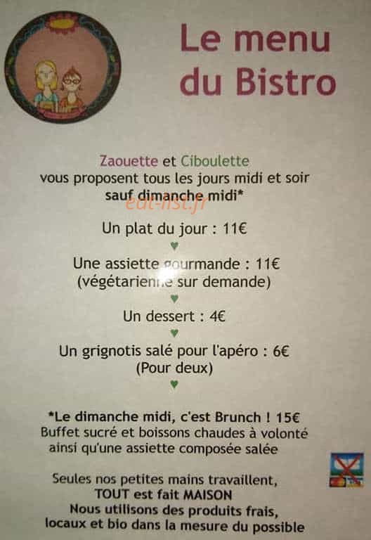 Bistro du Regain — carte page 1