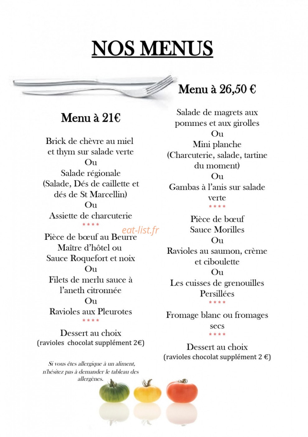 Ravioles & Co — carte page 3