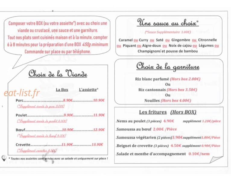 Côté Saveurs — carte page 1