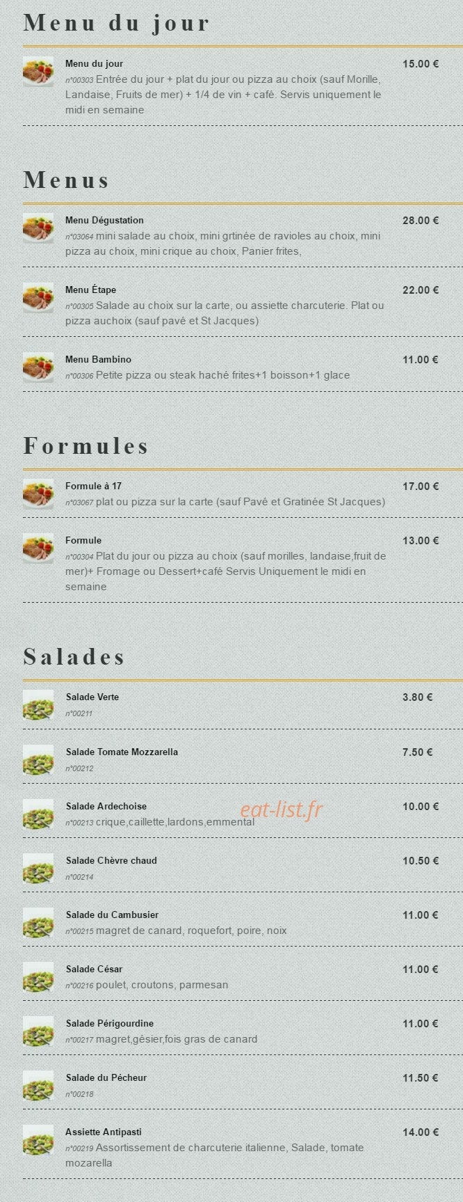 La Cambuse — carte page 1