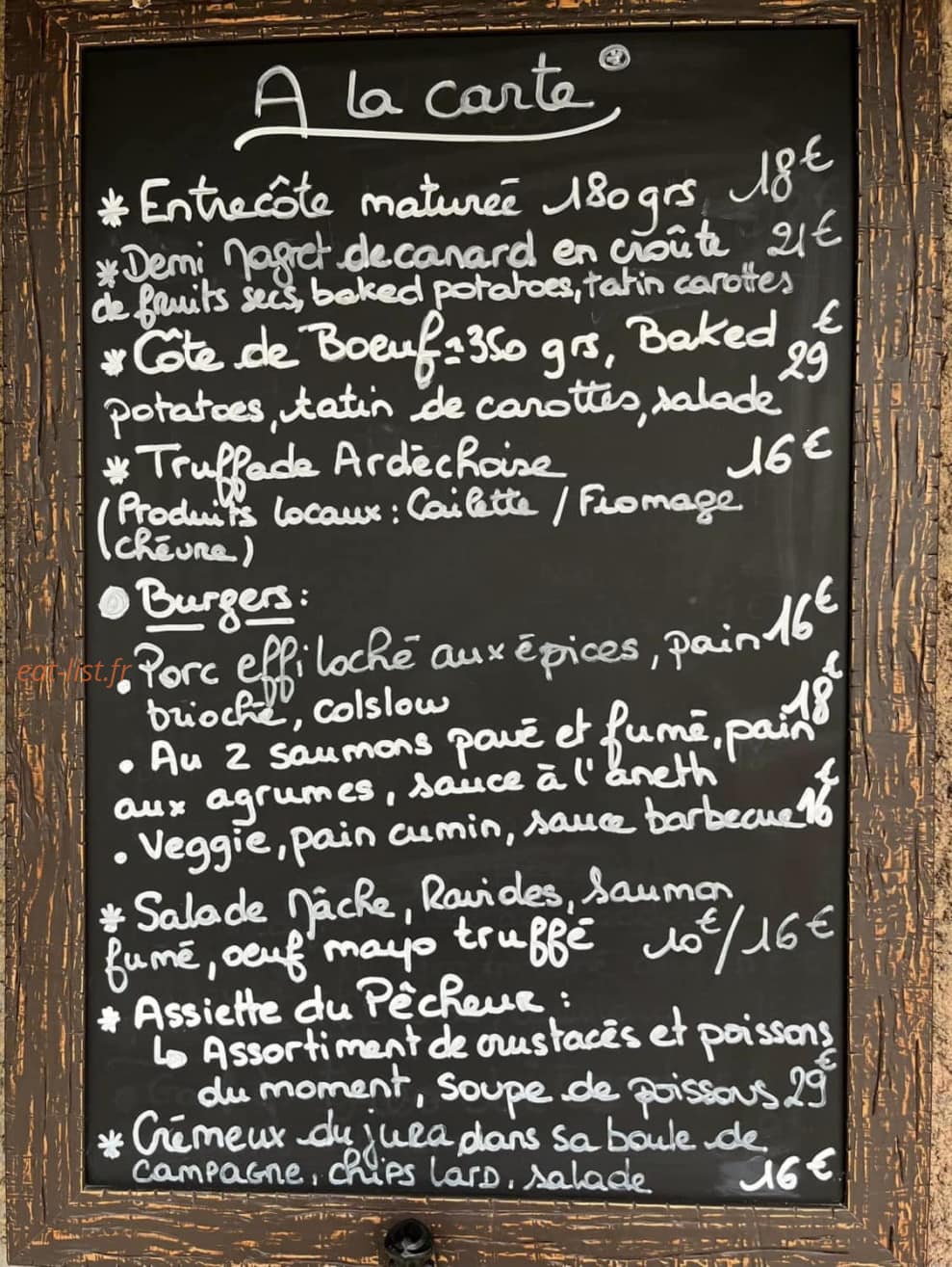 Le Bistrot Des Blondes — carte page 1