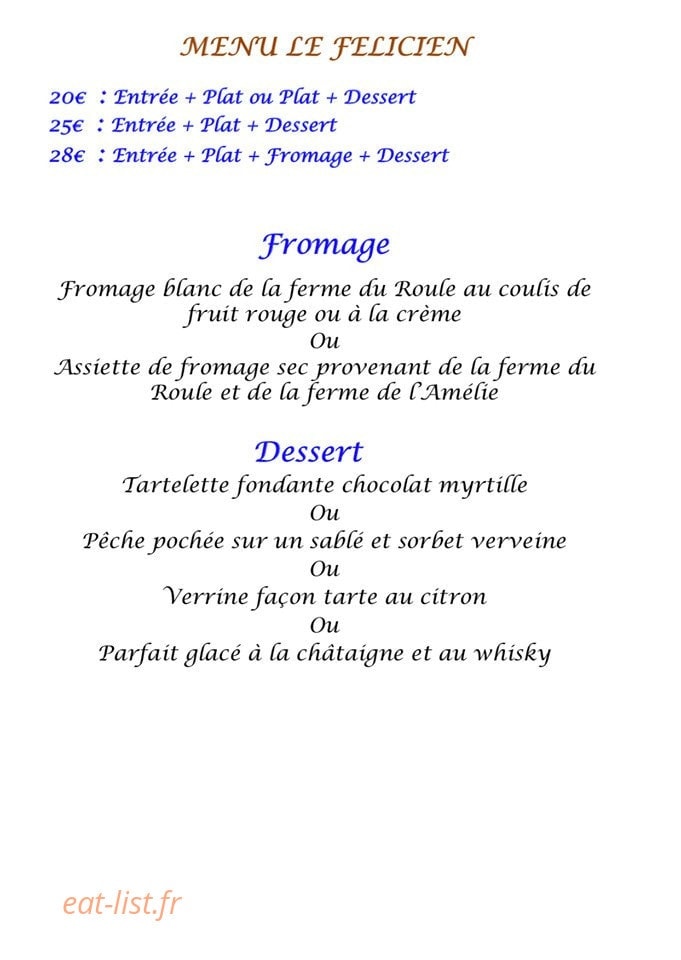 Le Félicien — carte page 2