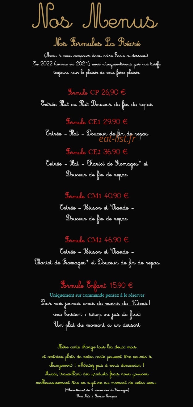 La Récré — carte page 1