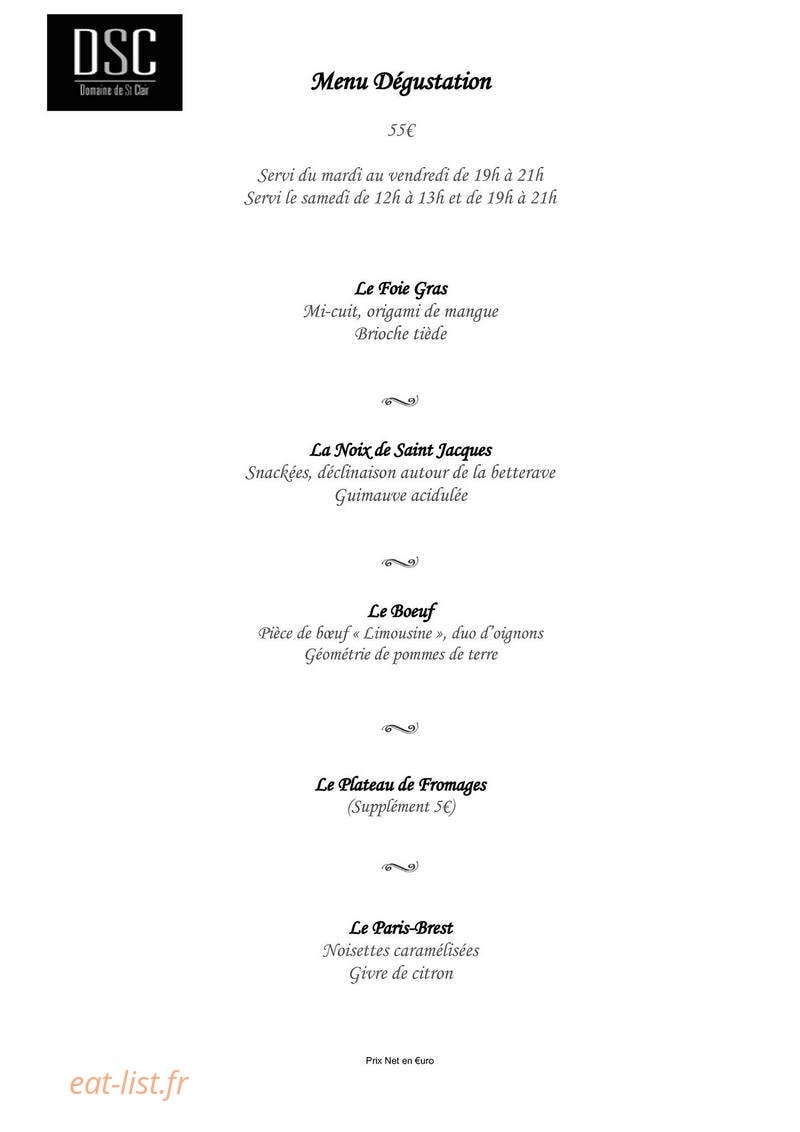 Domaine De Saint Clair — carte page 3