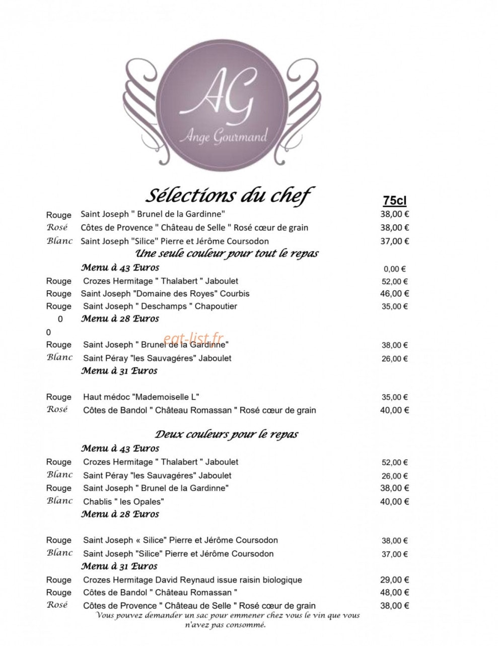 L'Ange Gourmand — carte page 6