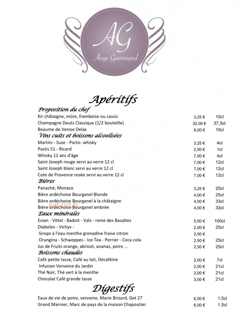 L'Ange Gourmand — carte page 8