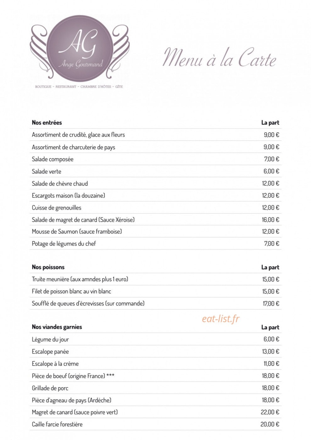 L'Ange Gourmand — carte page 7