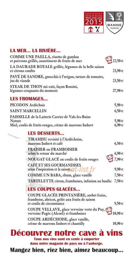 Auberge de Banne — carte page 3
