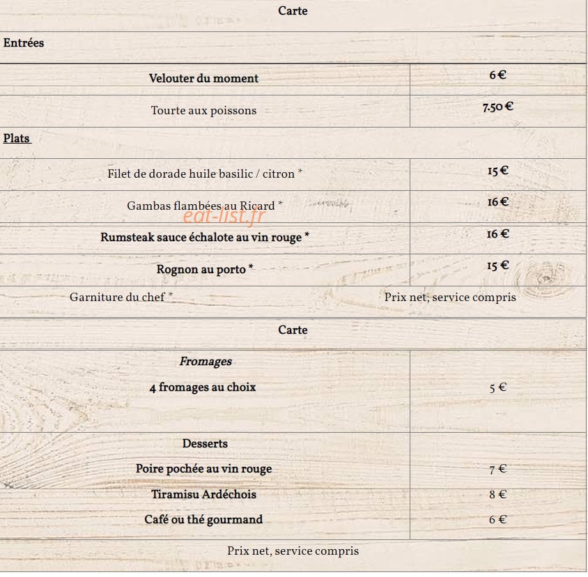 La Table De Mélou — carte page 4