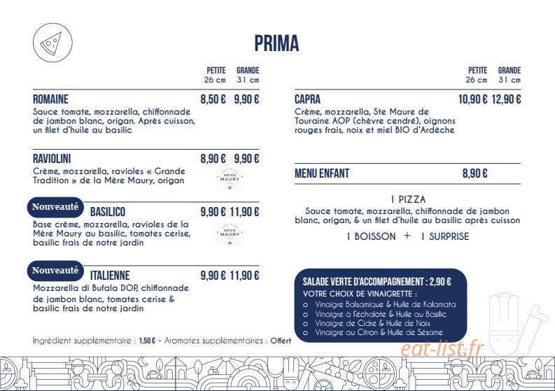 De Facto Mia Pizza — carte page 7