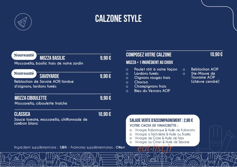 De Facto Mia Pizza — carte page 4