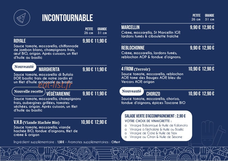 De Facto Mia Pizza — carte page 8