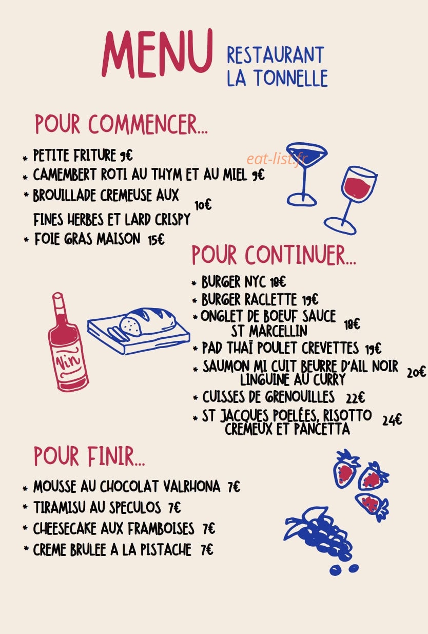La Tonnelle — carte page 1
