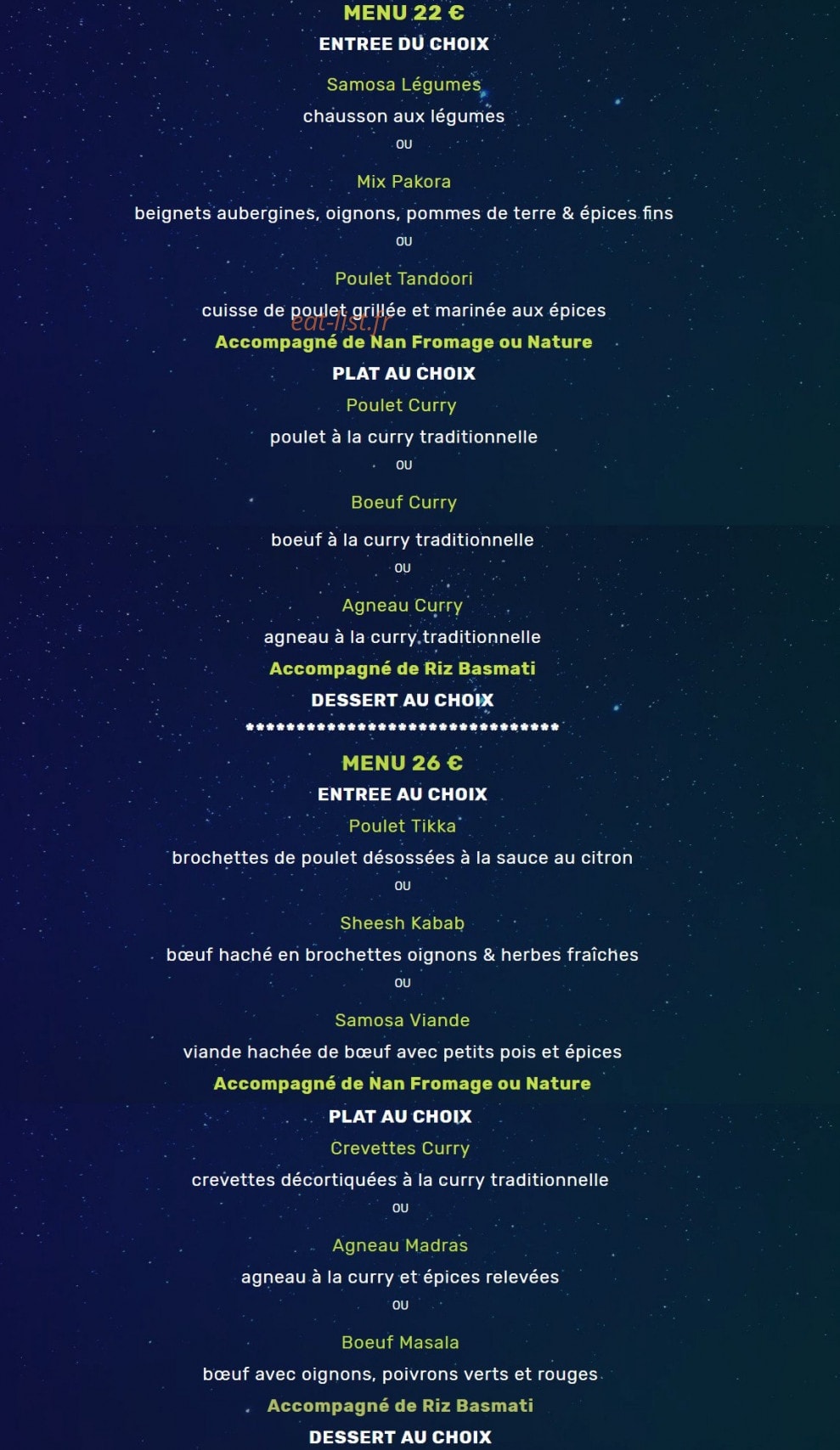 Le Cashmir — carte page 2