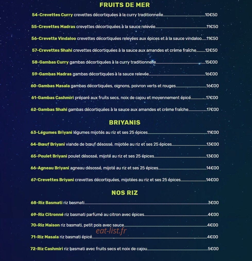 Le Cashmir — carte page 5