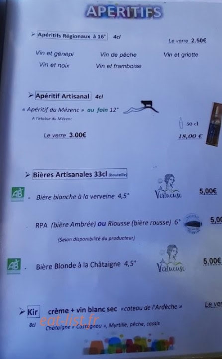 Restaurant du Gerbier de Jonc — carte page 2