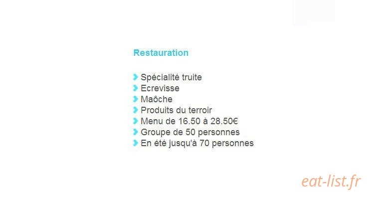 Carte et menu de Auberge de Prat Sauvage à Usclades et Rieutord — Les informations sur les menus