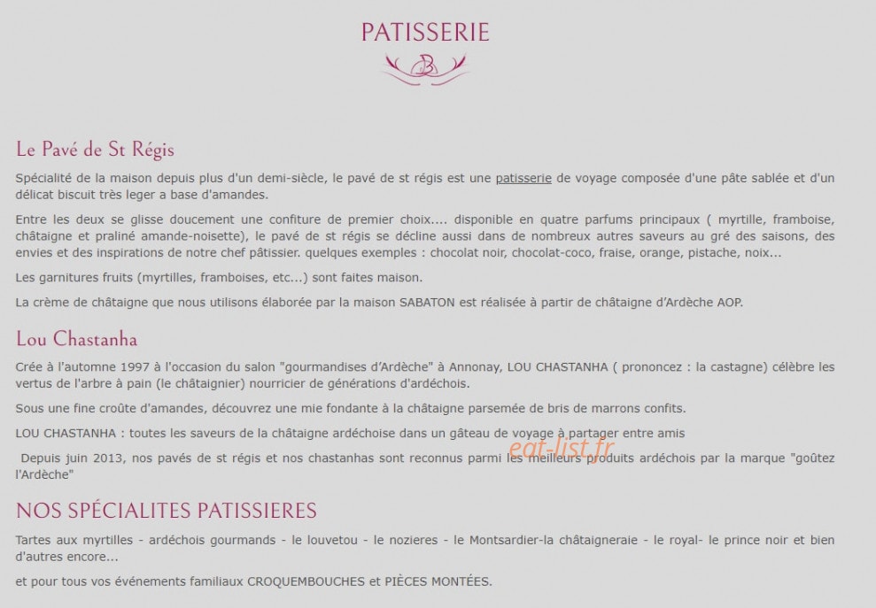 Au Pavé de Saint Régis — carte page 2