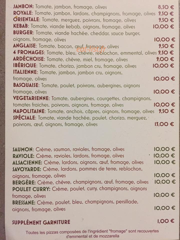 La Pizz — carte page 1